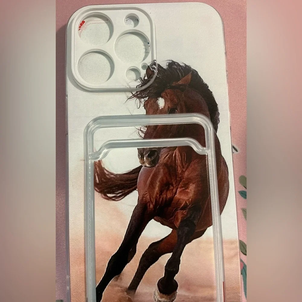Aesthetic Wild Horse Pattern Clear Phone Case -I Phone 14 Pro Max